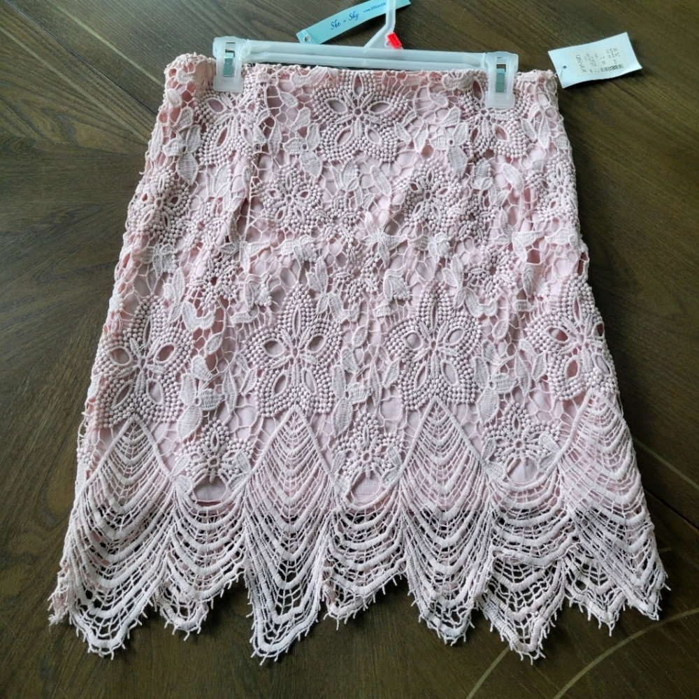 She + sky pink overlay skirt